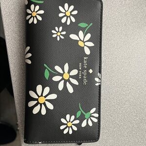 Kate Spade Black Wallet with Daisy Print